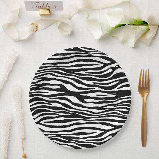 Zebra Print, Zebrastreifen, schwarz und weiß Pappteller (Hochzeit)