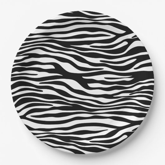 Zebra Print, Zebrastreifen, schwarz und weiß Pappteller (Vorderseite)