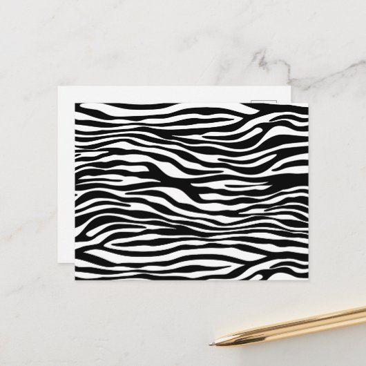 Zebra Print, Zebrastreifen, schwarz und weiß Postkarte (Vorderseite/Rückseite Beispiel)