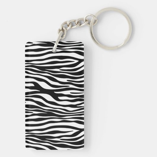 Zebra Print, Zebrastreifen, schwarz und weiß Schlüsselanhänger (Rückseite)