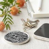 Zebra Print, Zebrastreifen, schwarz und weiß Schlüsselanhänger (Seite)