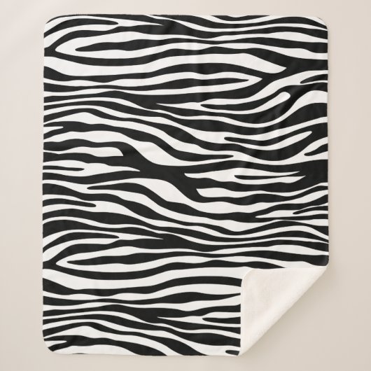Zebra Print, Zebrastreifen, schwarz und weiß Sherpadecke (Vorderseite)