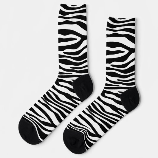 Zebra Print, Zebrastreifen, schwarz und weiß Socken (Linkes Detail)