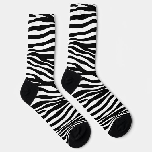 Zebra Print, Zebrastreifen, schwarz und weiß Socken (Rechts)