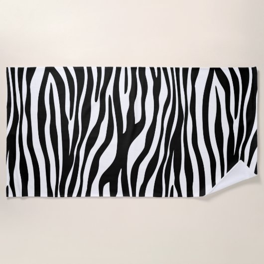 Zebra Print, Zebrastreifen, schwarz und weiß Strandtuch (Vorderseite)