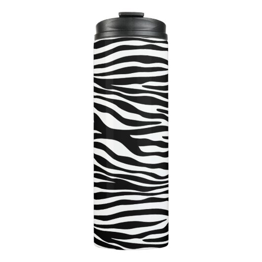 Zebra Print, Zebrastreifen, schwarz und weiß Thermosbecher (Vorderseite)