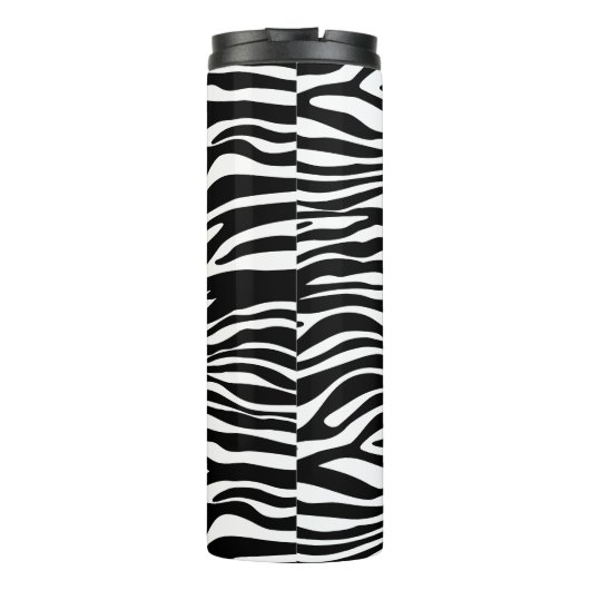 Zebra Print, Zebrastreifen, schwarz und weiß Thermosbecher (Rückseite)