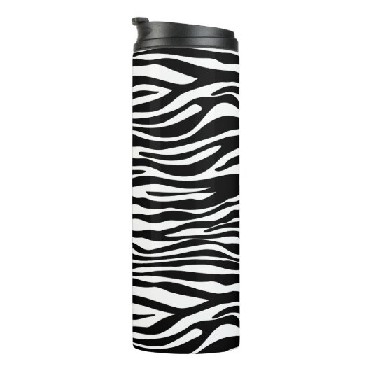 Zebra Print, Zebrastreifen, schwarz und weiß Thermosbecher (Nach rechts gedreht)