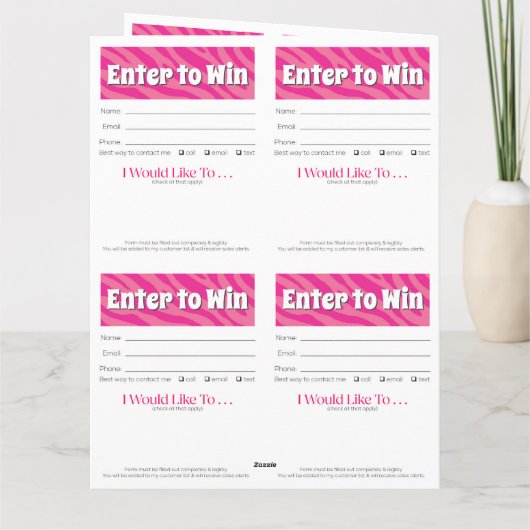 Zebra Printable Vendor Slips – Editable Download Karte (Rückseite)