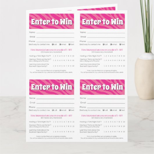Zebra Printable Vendor Slips – Editable Download Karte (Vorderseite)