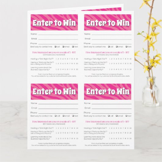 Zebra Printable Vendor Slips – Editable Download Karte (Gelbe Blume)