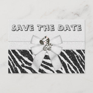 Zebra & Printed Bow Baby Shower Save the Date
