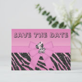 Zebra & Printed Bow Baby Shower Save the Date (Stehend Vorderseite)