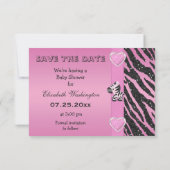 Zebra & Printed Bow Baby Shower Save the Date (Rückseite)