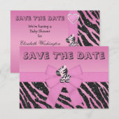 Zebra & Printed Bow Baby Shower Save the Date (Vorne/Hinten)