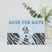 Zebra & Printed Bow Baby Shower Save the Date (Stehend Vorderseite)