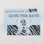 Zebra & Printed Bow Baby Shower Save the Date (Vorne/Hinten)