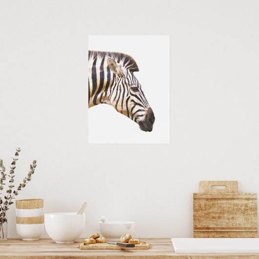Zebra-Profil Dschungeltierportrait Poster (Küche)