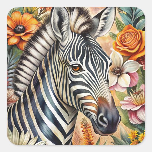 Zebra Quadratischer Aufkleber (Vorderseite)