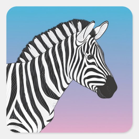 Zebra Quadratischer Aufkleber (Vorderseite)