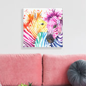 Zebra Rainbow Leinwand (Insitu (Wohnzimmer))