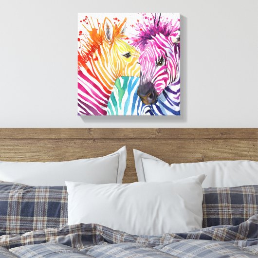 Zebra Rainbow Leinwand (Insitu (Schlafzimmer))