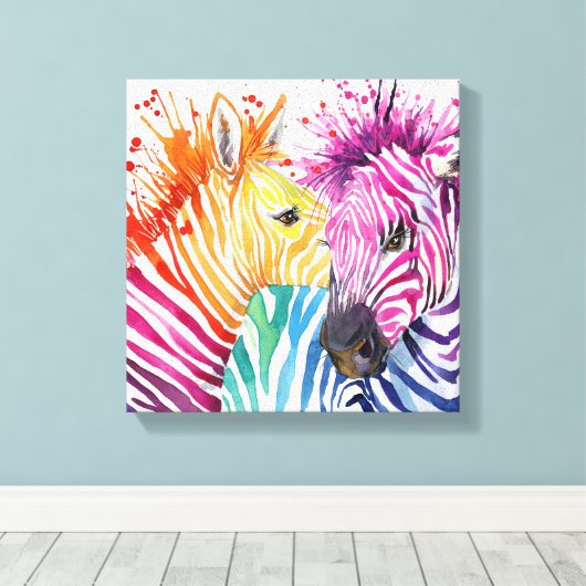 Zebra Rainbow Leinwand (Insitu (Holzboden))