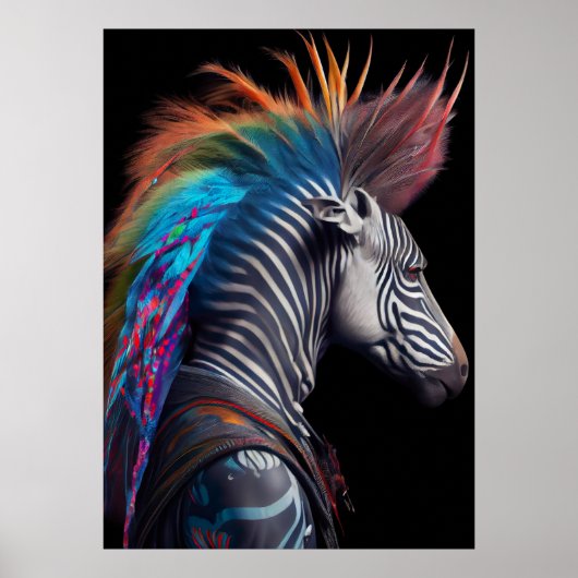 Zebra Rainbow Mohawk - Weirdcore RainbowPunk Poster (Vorne)