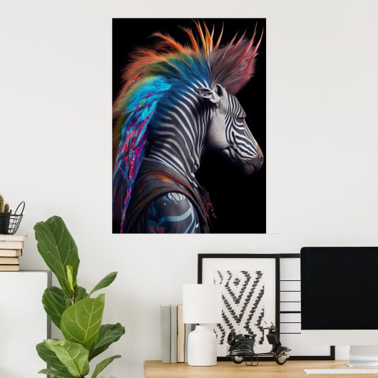 Zebra Rainbow Mohawk - Weirdcore RainbowPunk Poster (Heimbüro)