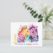 Zebra Rainbow Ohrts Postkarte (Stehend Vorderseite)