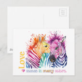 Zebra Rainbow Ohrts Postkarte (Vorne/Hinten)