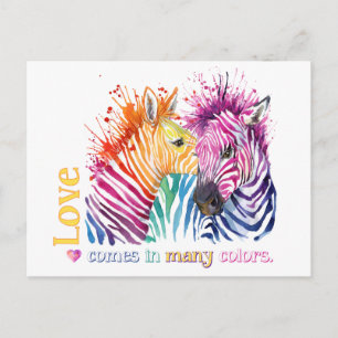 Zebra Rainbow Ohrts Postkarte