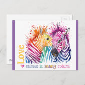 Zebra Rainbow Postcard Postkarte (Vorne/Hinten)