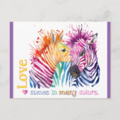 Zebra Rainbow Postcard Postkarte (Vorderseite)
