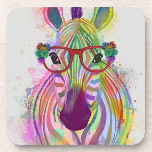 Zebra Rainbow Splash Getränkeuntersetzer (Vorderseite)