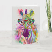 Zebra Rainbow Splash Karte (Vorderseite)