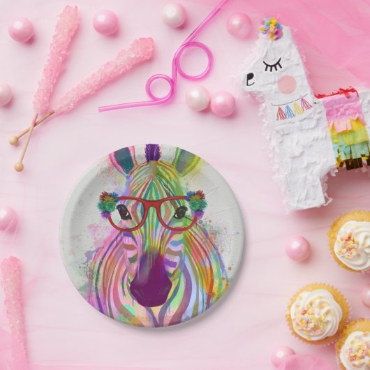 Zebra Rainbow Splash Pappteller (Party)
