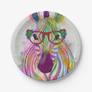 Zebra Rainbow Splash Pappteller