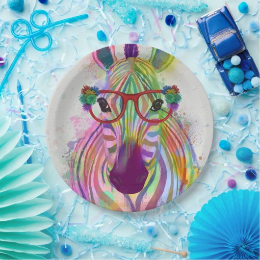 Zebra Rainbow Splash Pappteller (Party)
