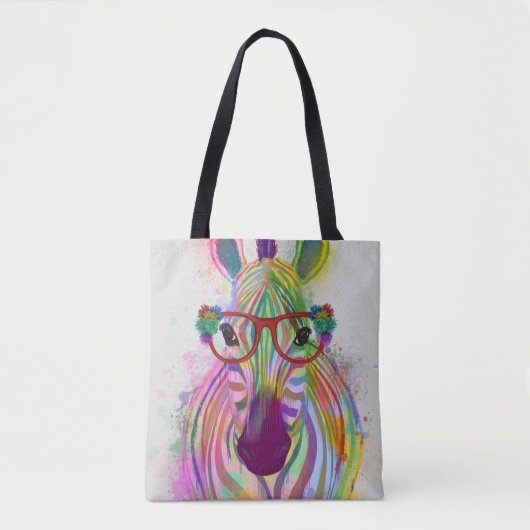 Zebra Rainbow Splash Tasche (Vorderseite)