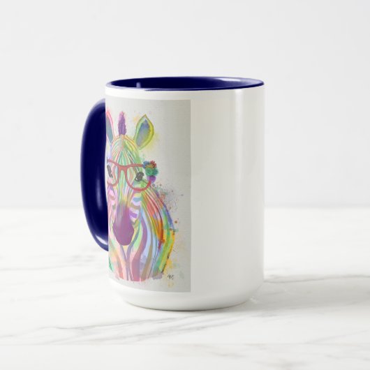 Zebra Rainbow Splash Tasse (Vorderseite Links)