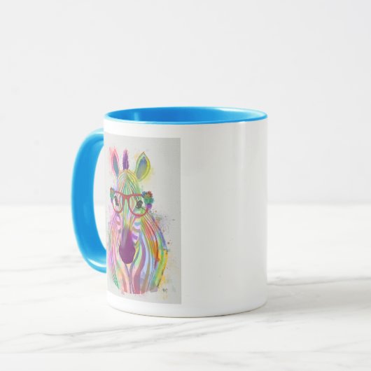 Zebra Rainbow Splash Tasse (Vorderseite Links)