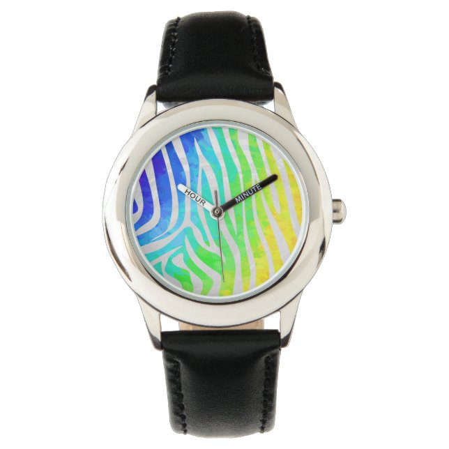 Zebra Rainbow und White Print Armbanduhr (Vorderseite)