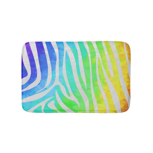 Zebra Rainbow und White Print Badematte (Vorderseite)