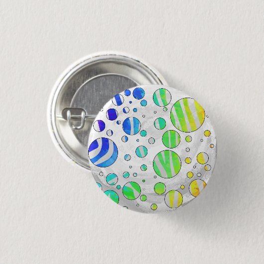Zebra Rainbow und White Print Button (Vorne & Hinten)
