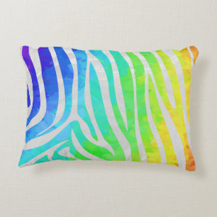 Zebra Rainbow und White Print Dekokissen
