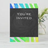 Zebra Rainbow und White Print Einladung (Stehend Vorderseite)
