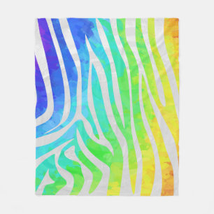 Zebra Rainbow und White Print Fleecedecke