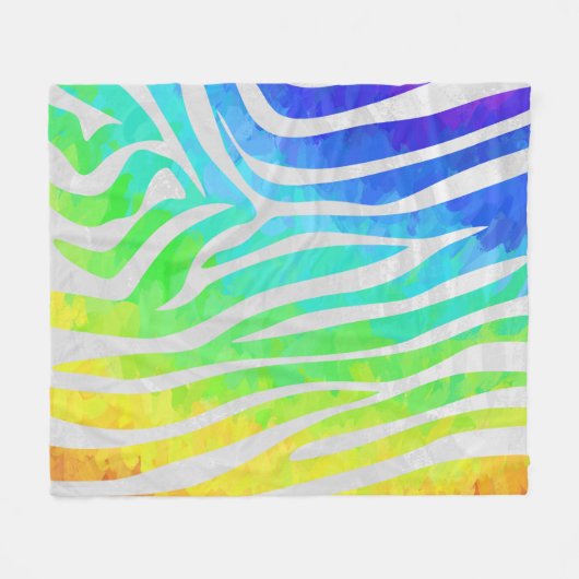 Zebra Rainbow und White Print Fleecedecke (Vorderseite (Horizontal))