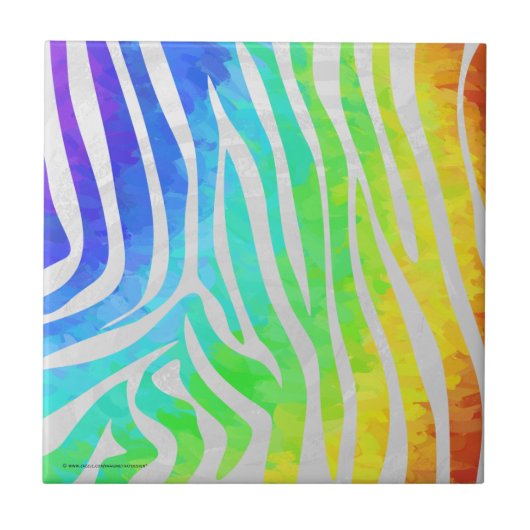 Zebra Rainbow und White Print Fliese (Vorderseite)
